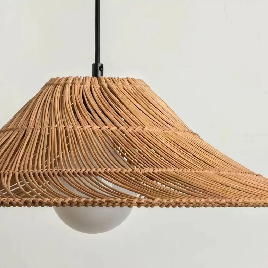 Natural Rattan Pendant Light -- Natural Rattan for Bedroom Dining Room Living Room - Flindria