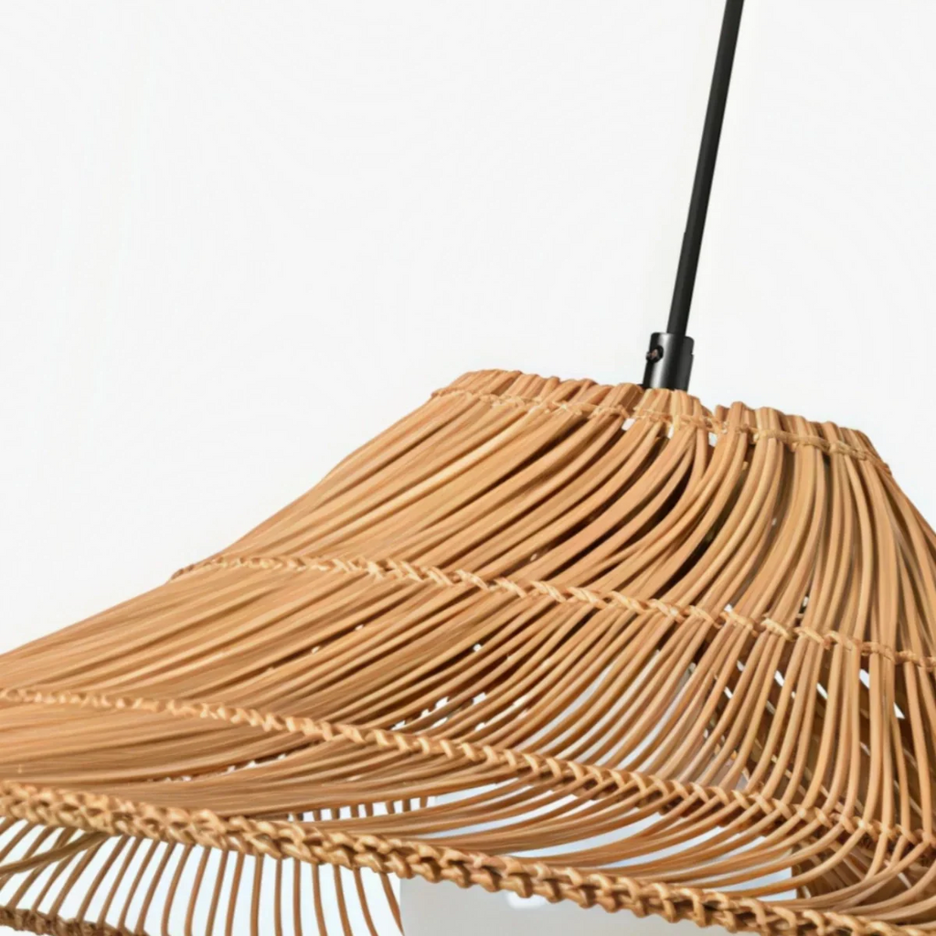 Natural Rattan Pendant Light -- Natural Rattan for Bedroom Dining Room Living Room - Flindria