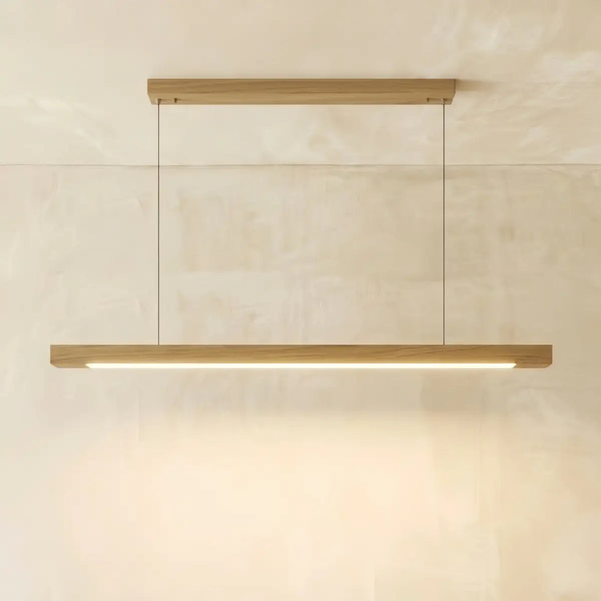 Minimalist Linear Pendant Light – Wood Acrylic for Dining Room, Kitchen, Study Room - Flindria