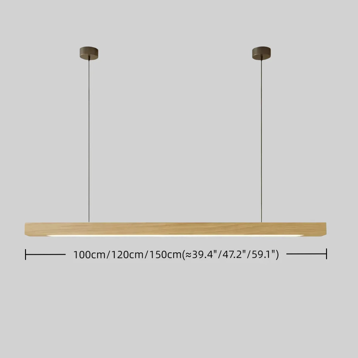 Minimalist Linear Pendant Light – Wood Acrylic for Dining Room, Kitchen, Study Room - Flindria