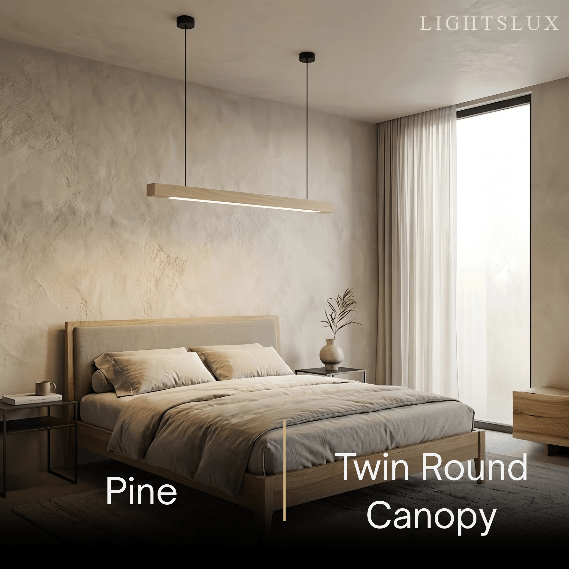 Minimalist Linear Pendant Light – Wood Acrylic for Dining Room, Kitchen, Study Room - Flindria