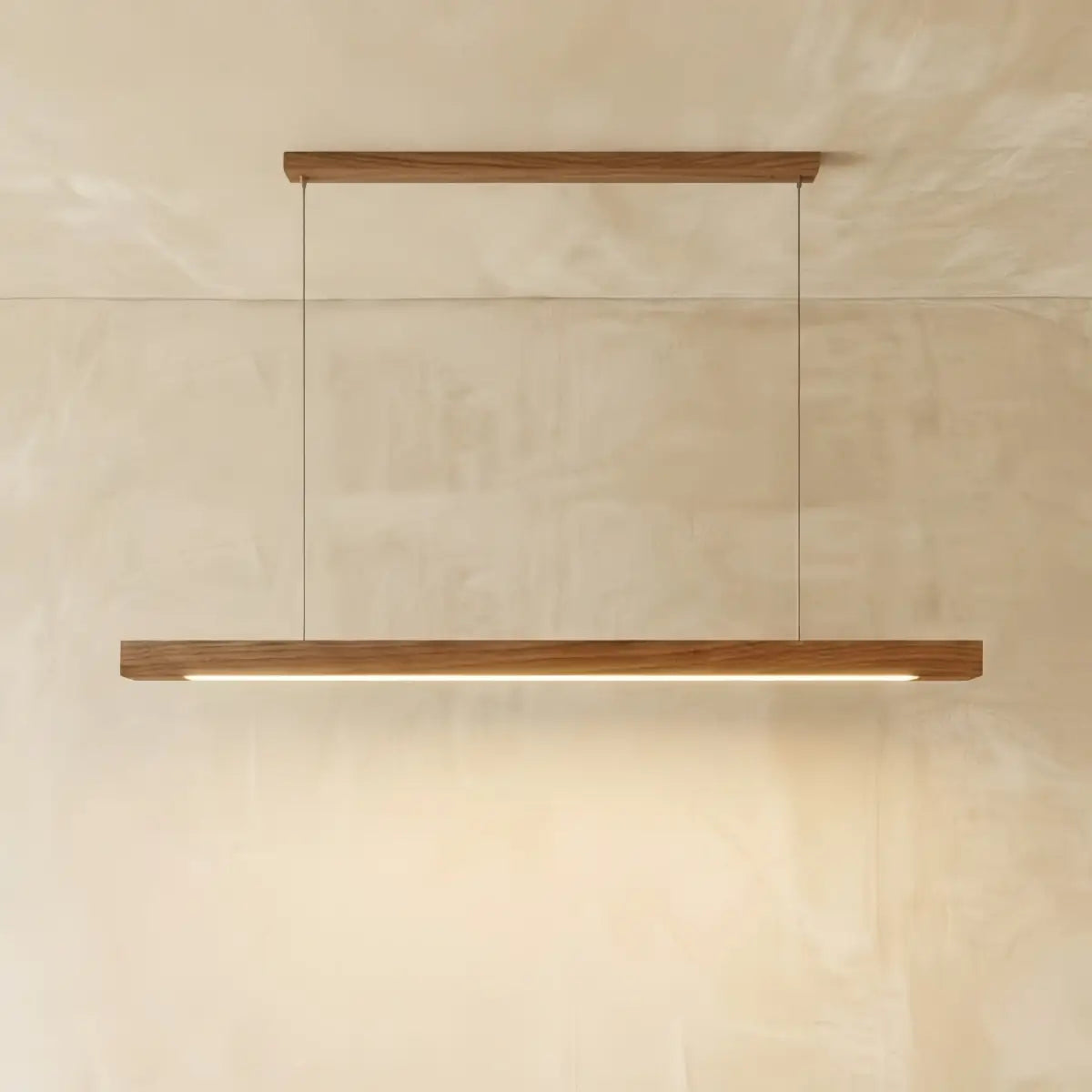 Minimalist Linear Pendant Light – Wood Acrylic for Dining Room, Kitchen, Study Room - Flindria