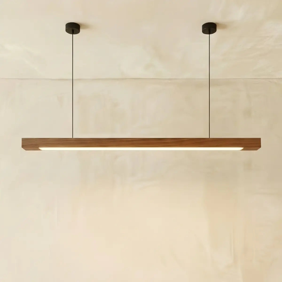 Minimalist Linear Pendant Light – Wood Acrylic for Dining Room, Kitchen, Study Room - Flindria