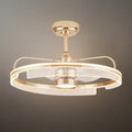 Lámpara de ventilador de techo de lujo con LED – Aluminio dorado y acrílico para sala de estar/comedor - Flindria