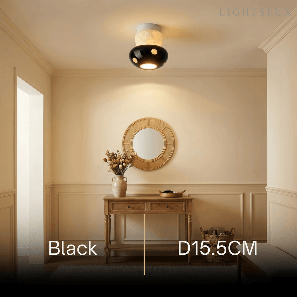 Retro Mushroom Ceiling Light -- Ceramic Red/Black for Bedroom - Flindria
