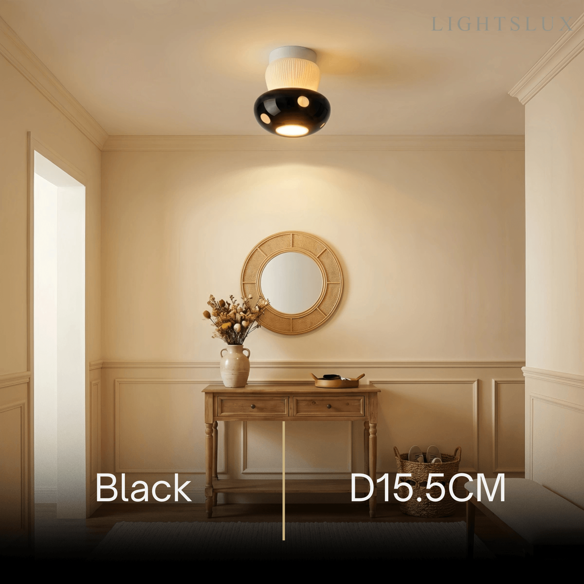 Retro Mushroom Ceiling Light -- Ceramic Red/Black for Bedroom - Flindria