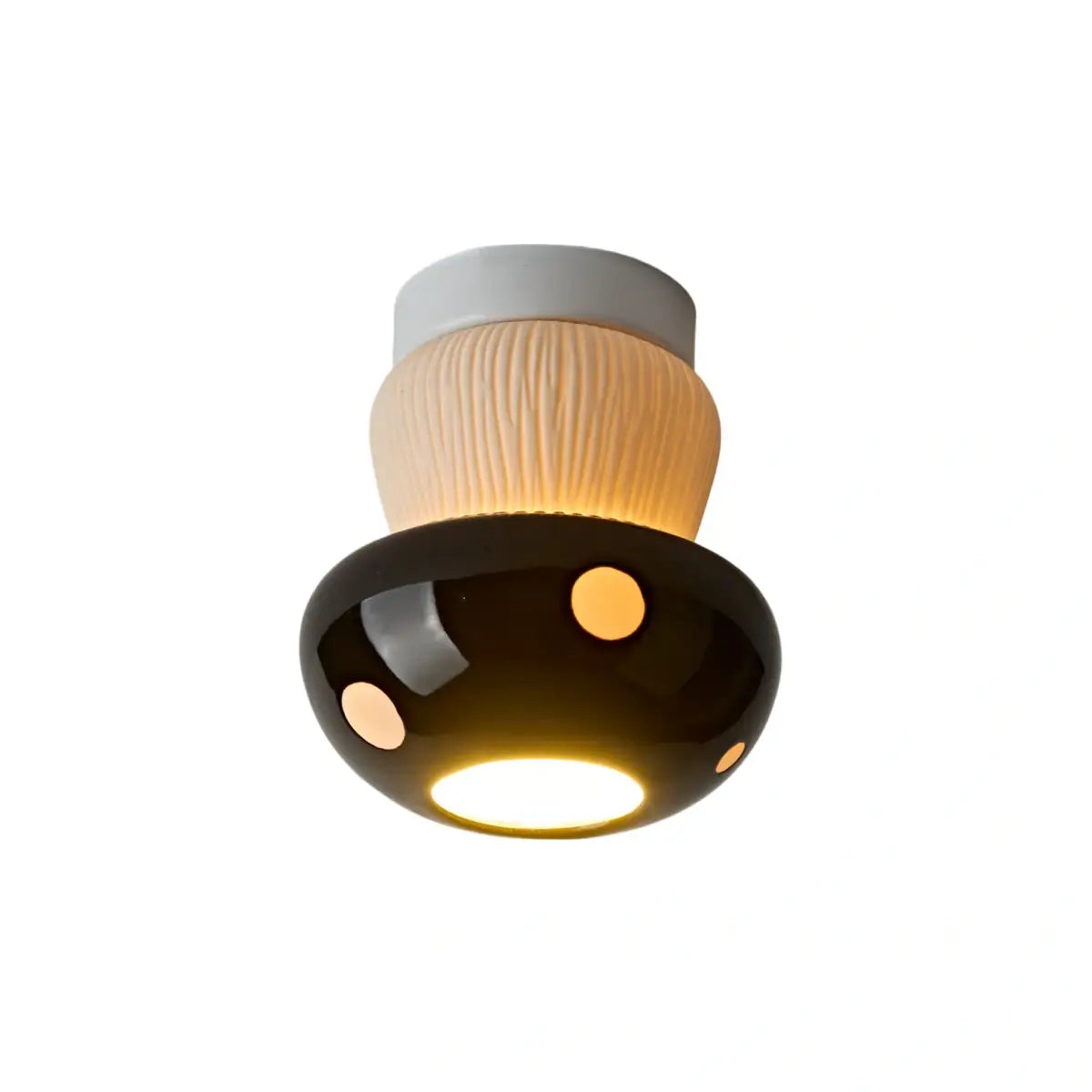Retro Mushroom Ceiling Light -- Ceramic Red/Black for Bedroom - Flindria