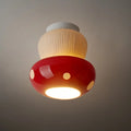 Retro Mushroom Ceiling Light -- Ceramic Red/Black for Bedroom - Flindria