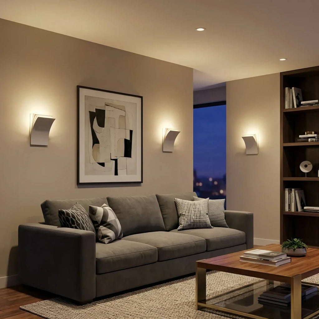 Nordic Minimalist Wall Lamp -- Curved Aluminum Book Pages in Black or White for Living Room Study - Flindria