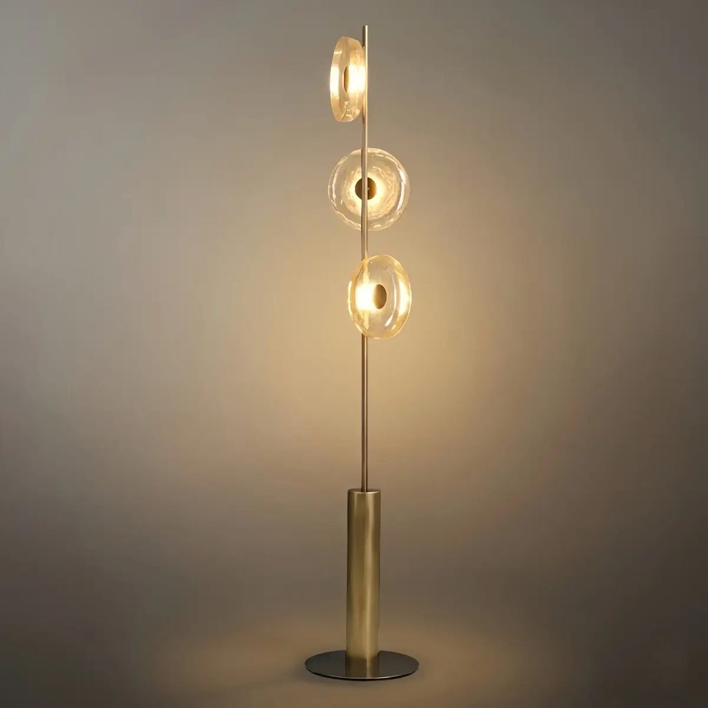 Luxury Floor Lamp -- Iron and Glass , Amber or Clear Light Color for Living Room Bedroom - Flindria