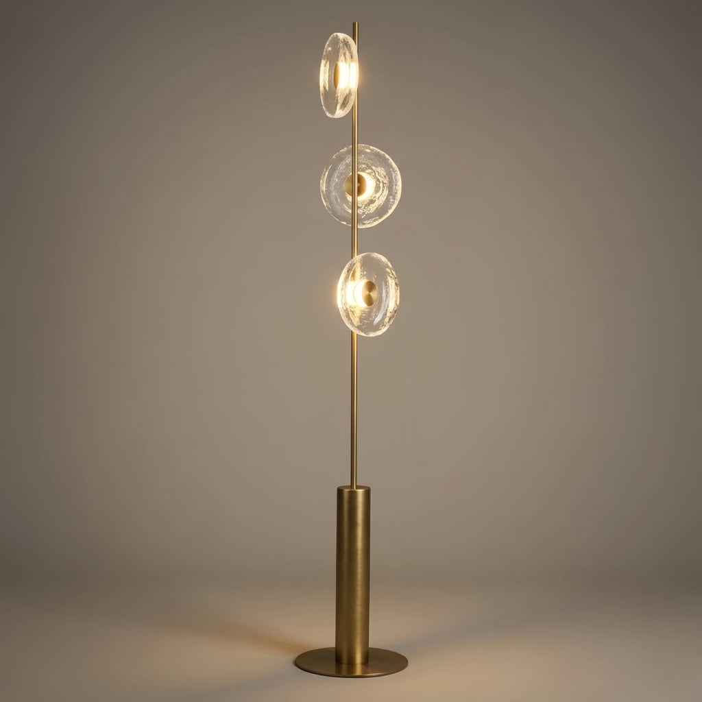 Luxury Floor Lamp -- Iron and Glass , Amber or Clear Light Color for Living Room Bedroom - Flindria