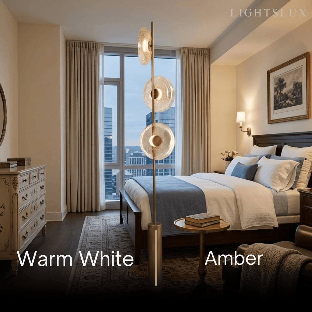Luxury Floor Lamp -- Iron and Glass , Amber or Clear Light Color for Living Room Bedroom - Flindria