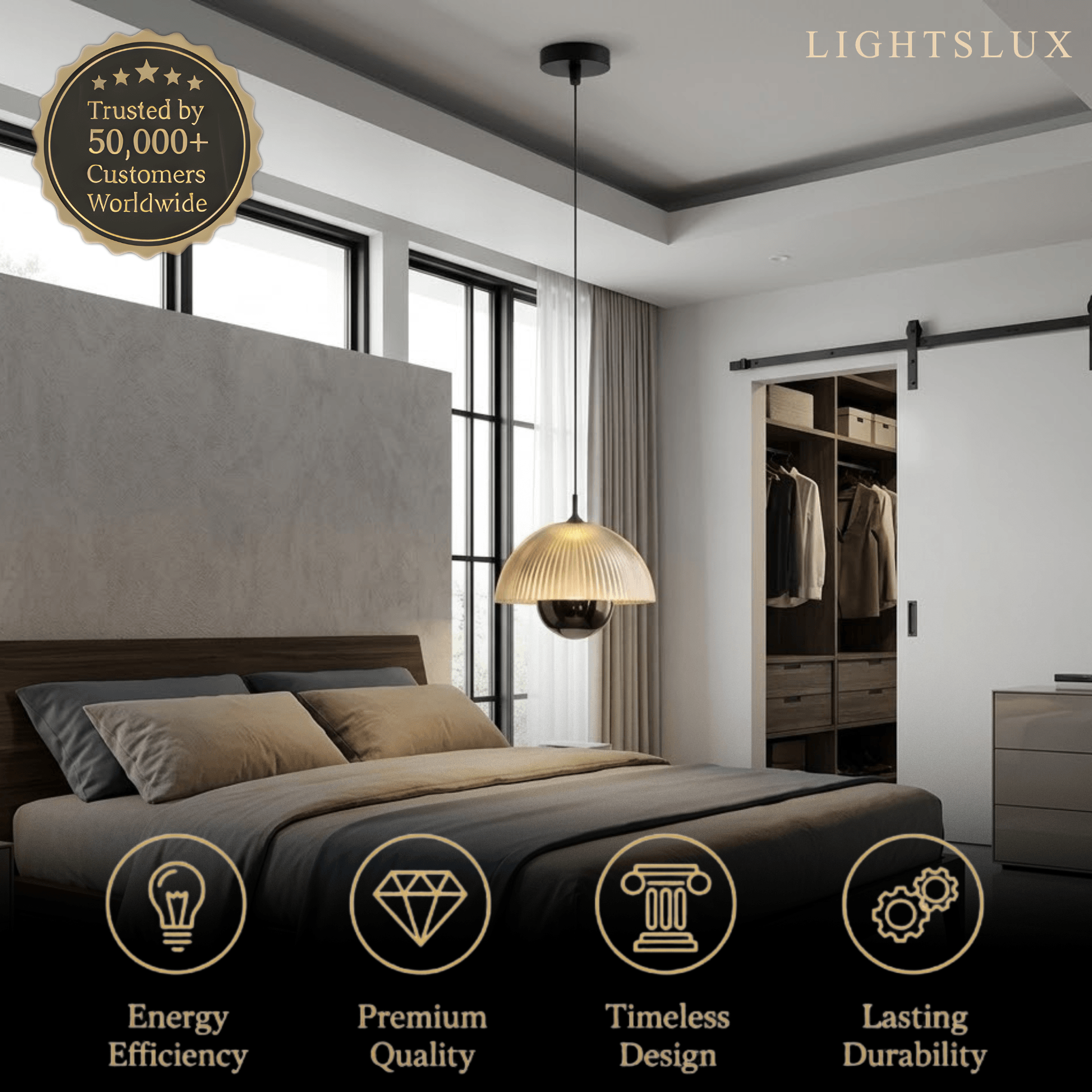 Artistic Pendant Light -- Iron & Aluminum with Acrylic Shade, Pearl Black for Bedroom Dining Room - Flindria