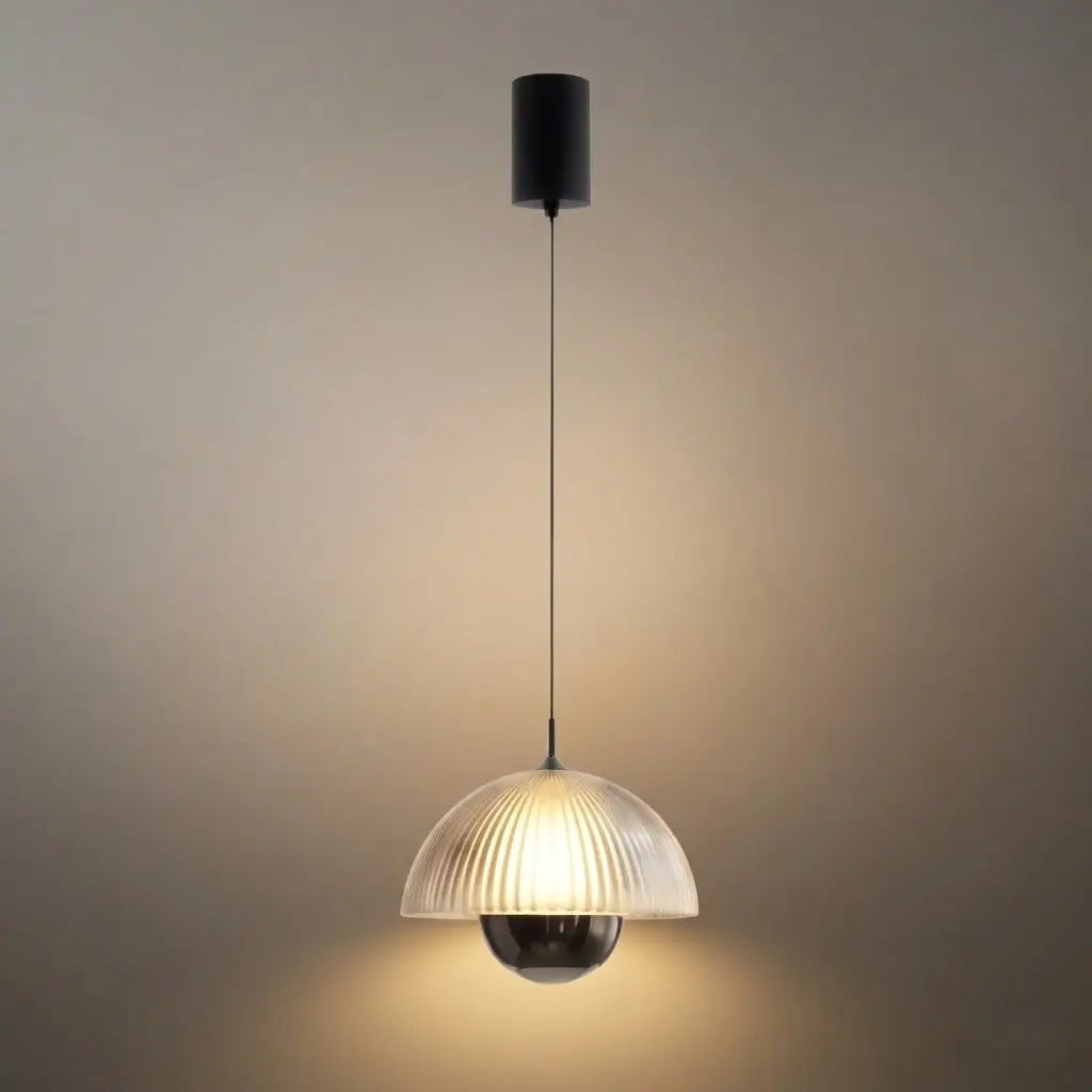 Artistic Pendant Light -- Iron & Aluminum with Acrylic Shade, Pearl Black for Bedroom Dining Room - Flindria