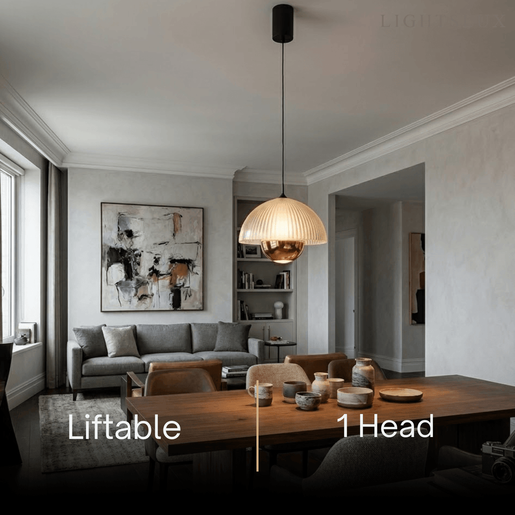 Artistic Pendant Light -- Iron & Aluminum with Acrylic Shade, Pearl Black for Bedroom Dining Room - Flindria