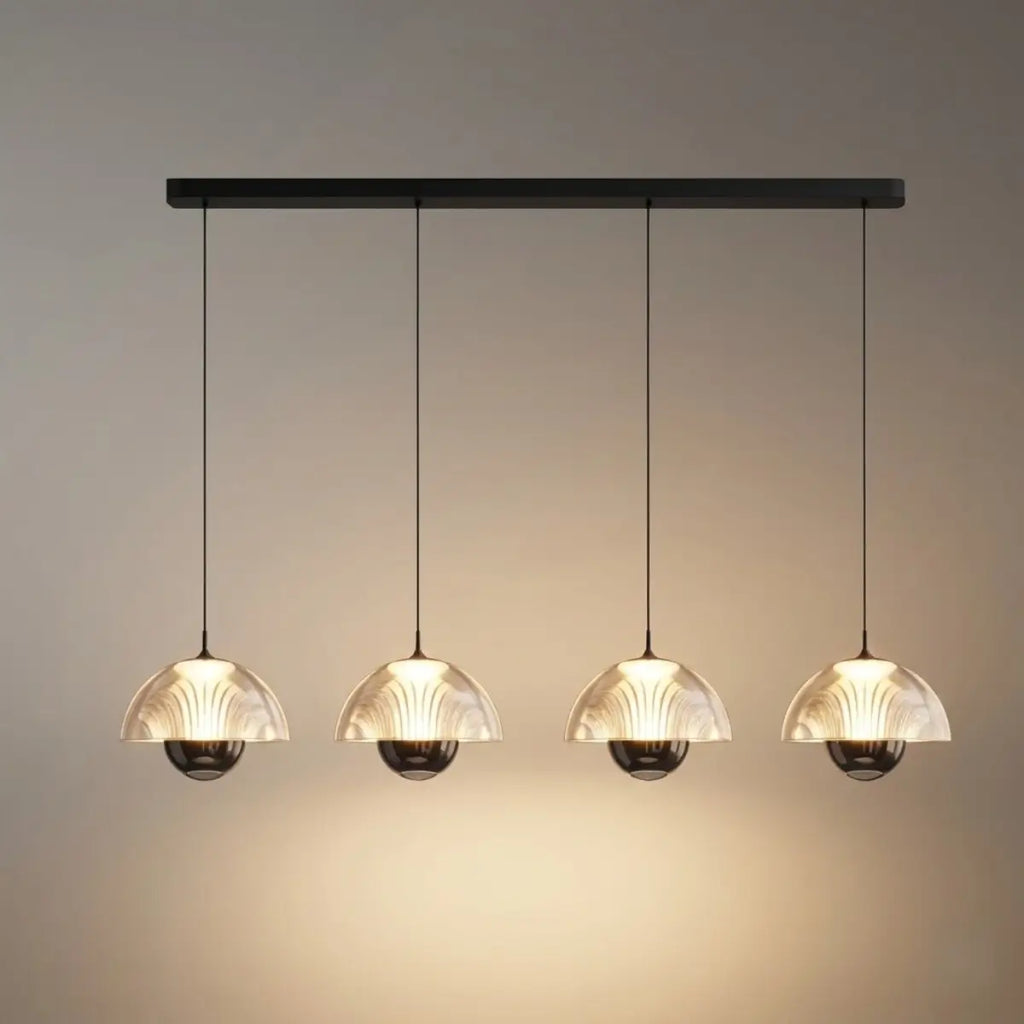 Artistic Pendant Light -- Iron & Aluminum with Acrylic Shade, Pearl Black for Bedroom Dining Room - Flindria