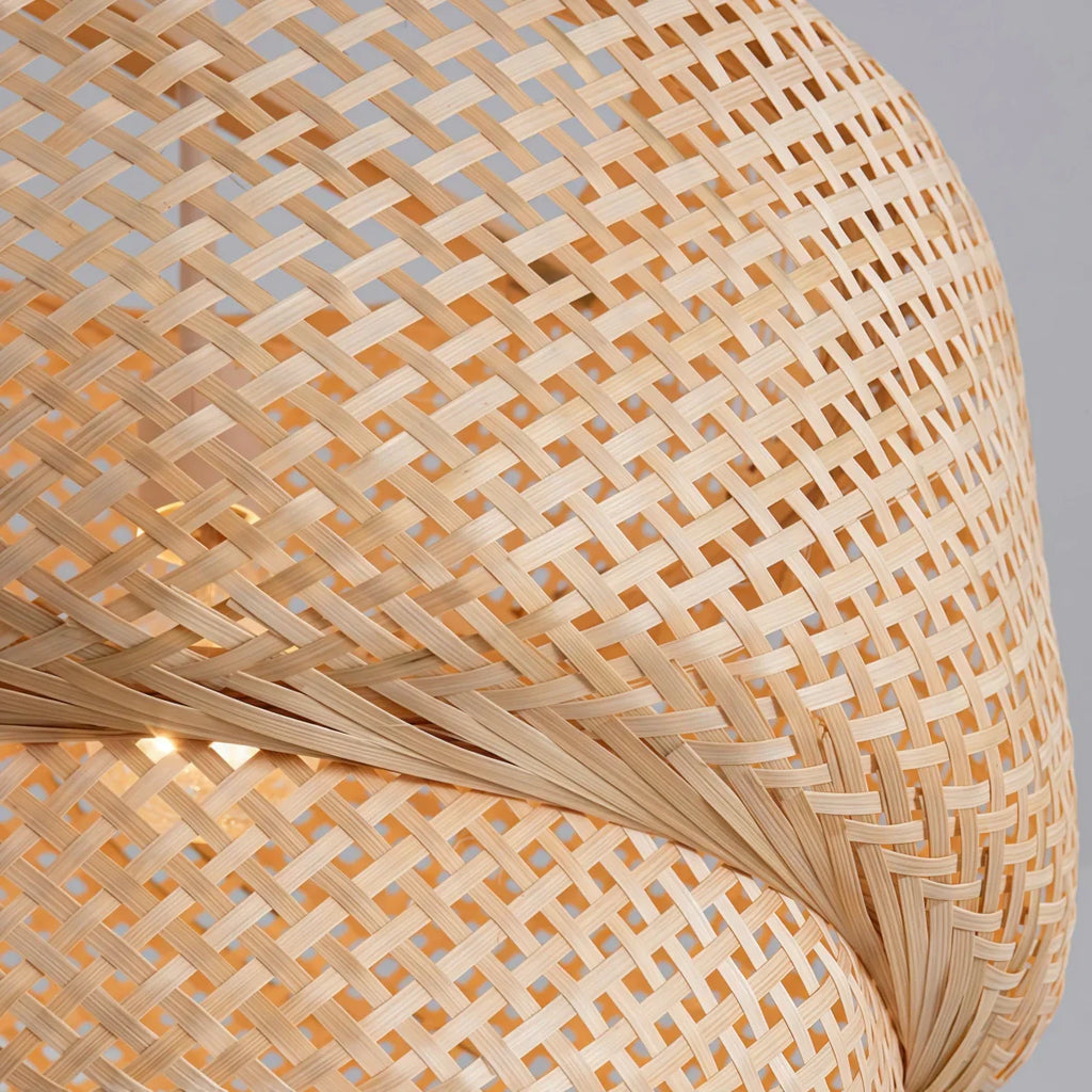Modern Pendant Lamp -- Hand-Knitted Bamboo & Brass - Flindria