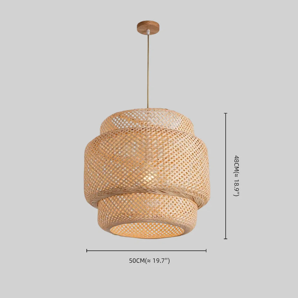 Modern Pendant Lamp -- Hand-Knitted Bamboo & Brass - Flindria