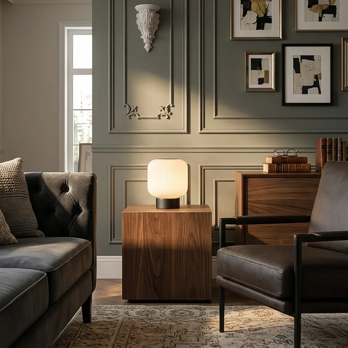 Light Table Lamp -- Metal & Frosted Glass with Touch & Human Induction for Bedroom Living Room - Flindria