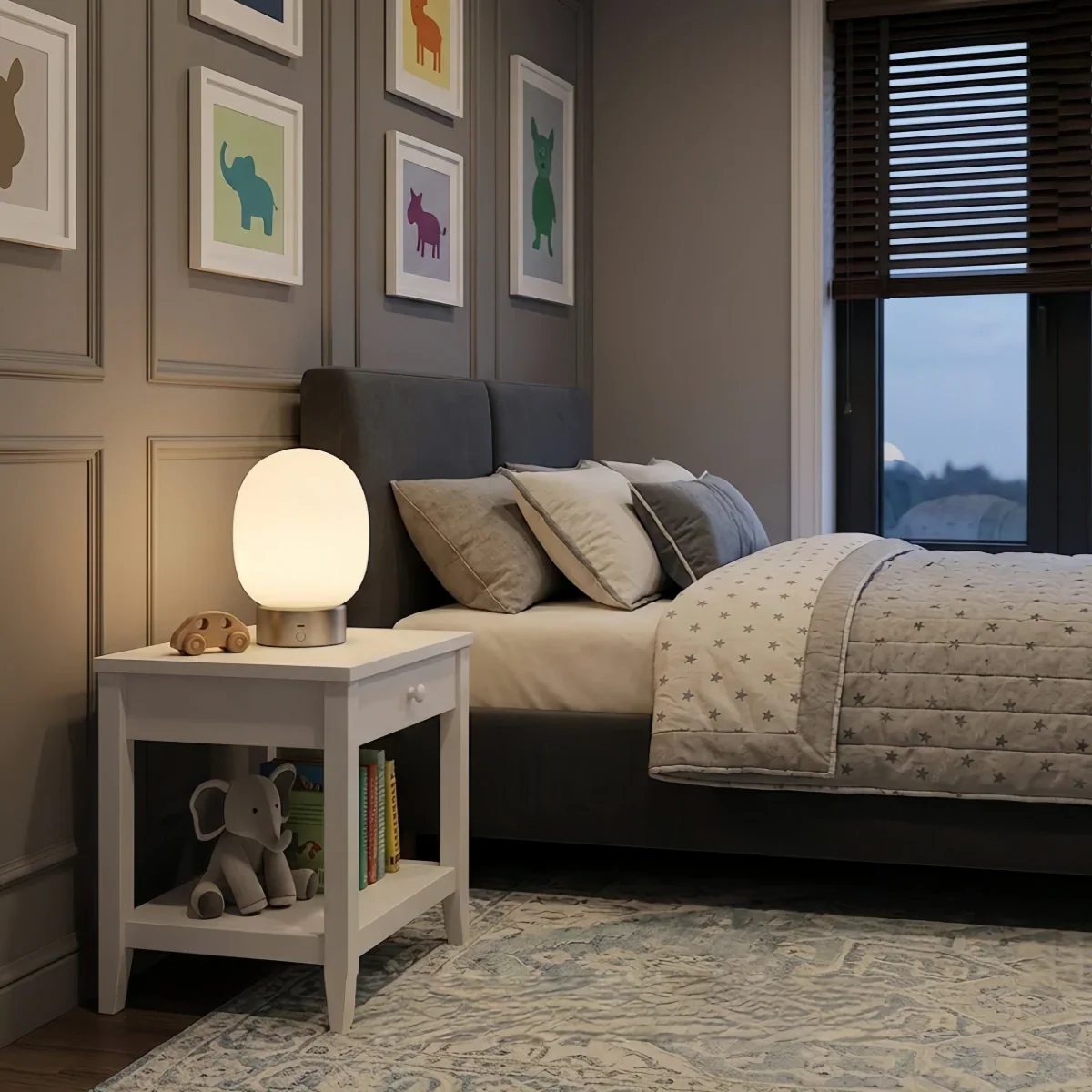 Light Table Lamp -- Metal & Frosted Glass with Touch & Human Induction for Bedroom Living Room - Flindria