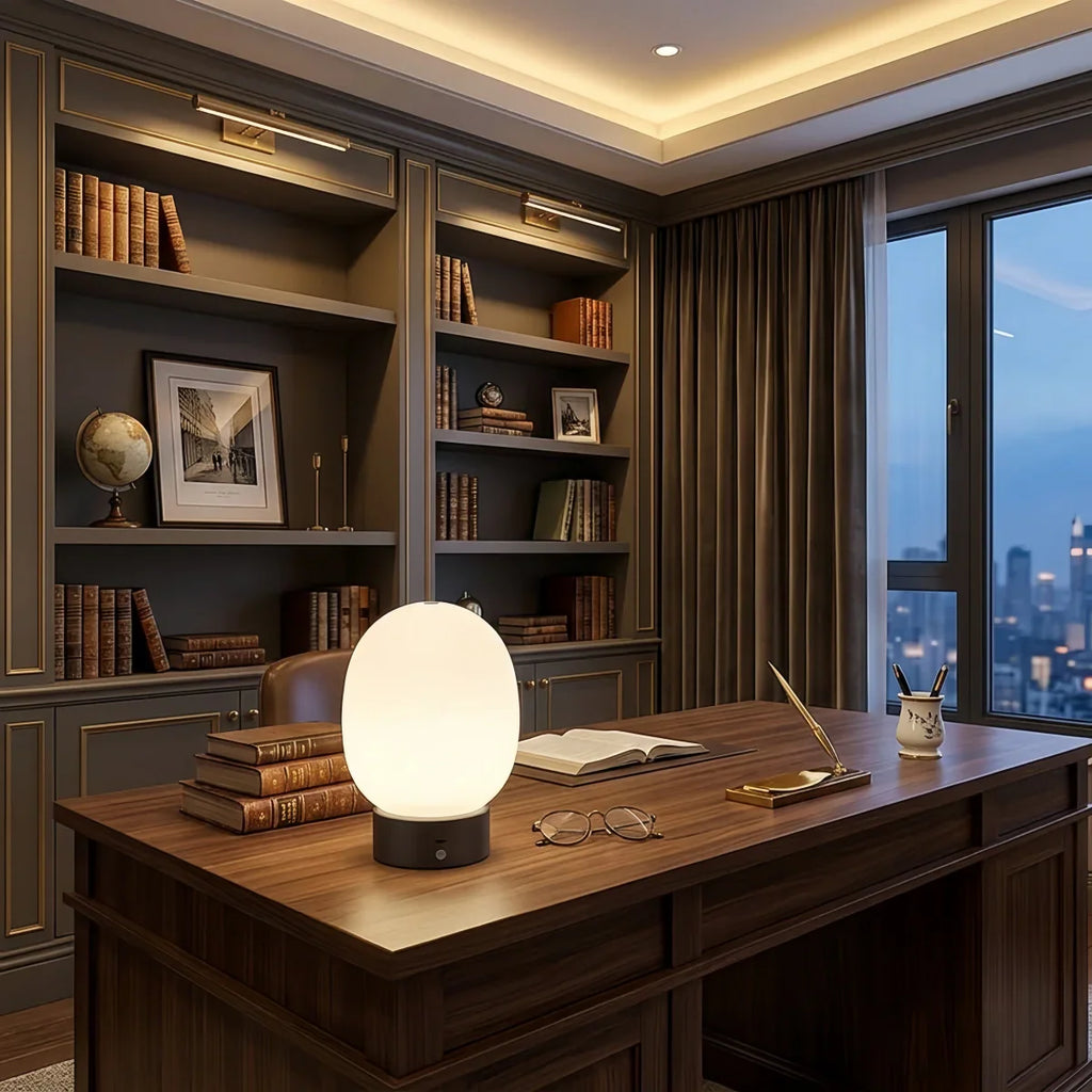 Light Table Lamp -- Metal & Frosted Glass with Touch & Human Induction for Bedroom Living Room - Flindria