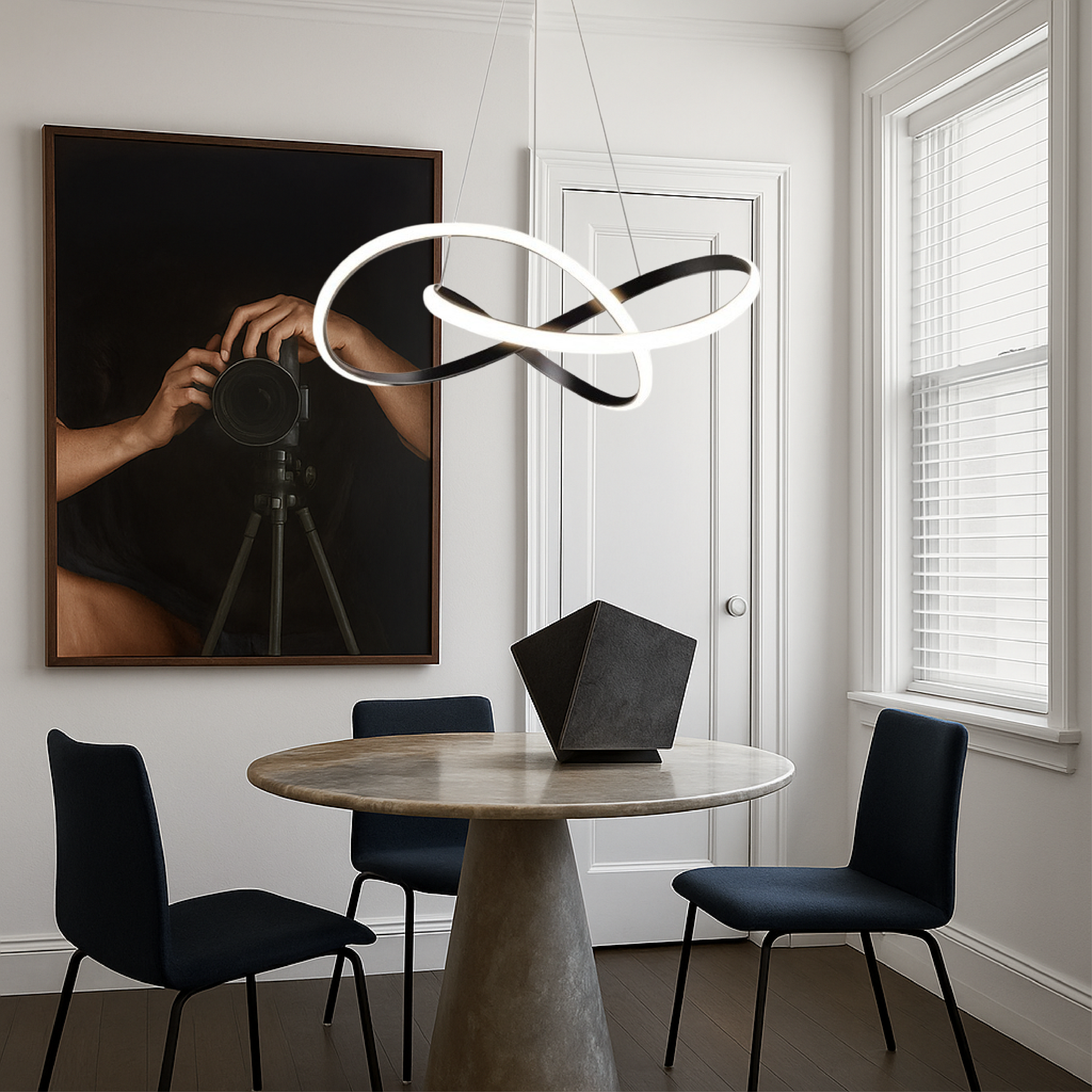 Altiri Black Aluminum Linear Dining Light Pendant For Tables