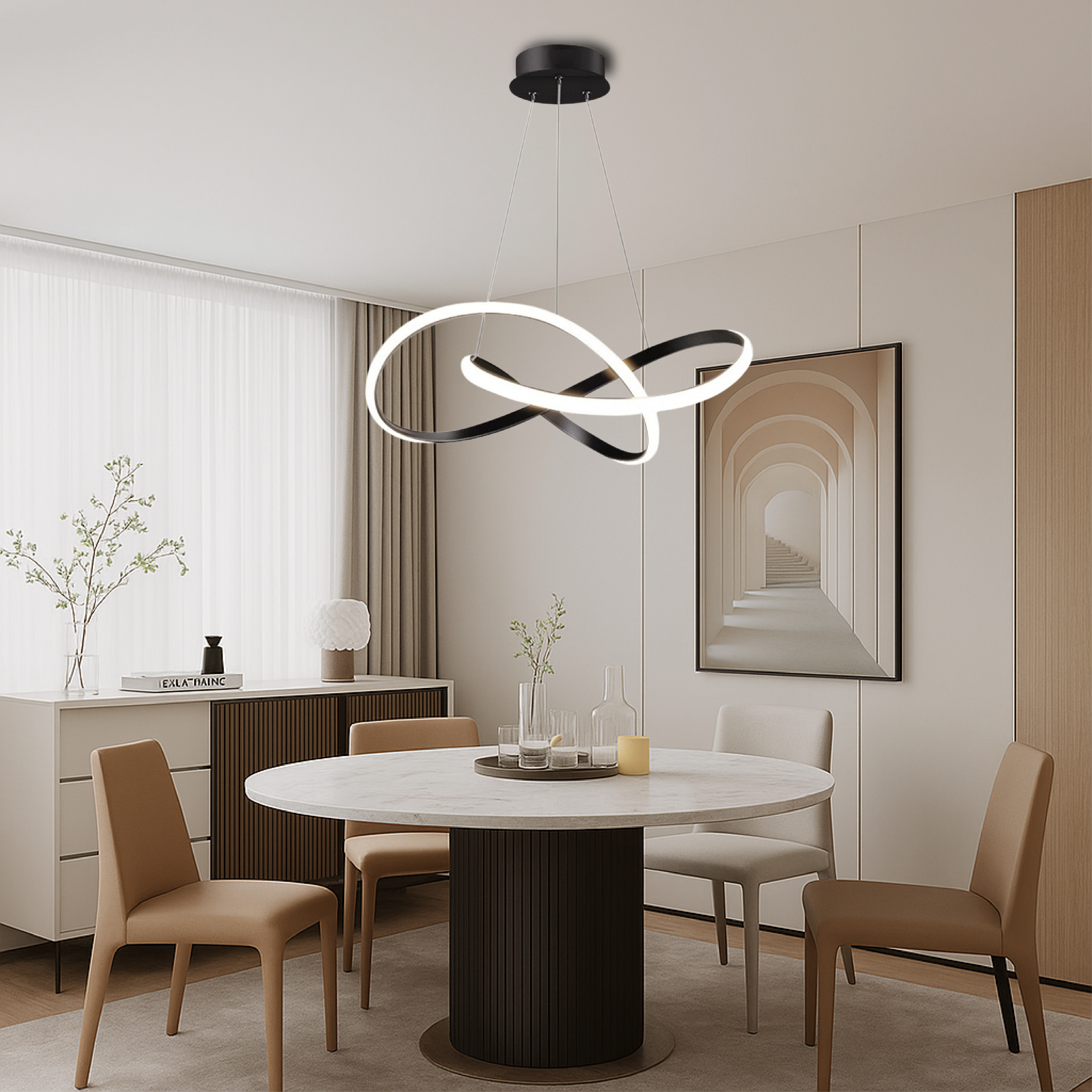 Altiri Black Aluminum Linear Dining Light Pendant For Tables