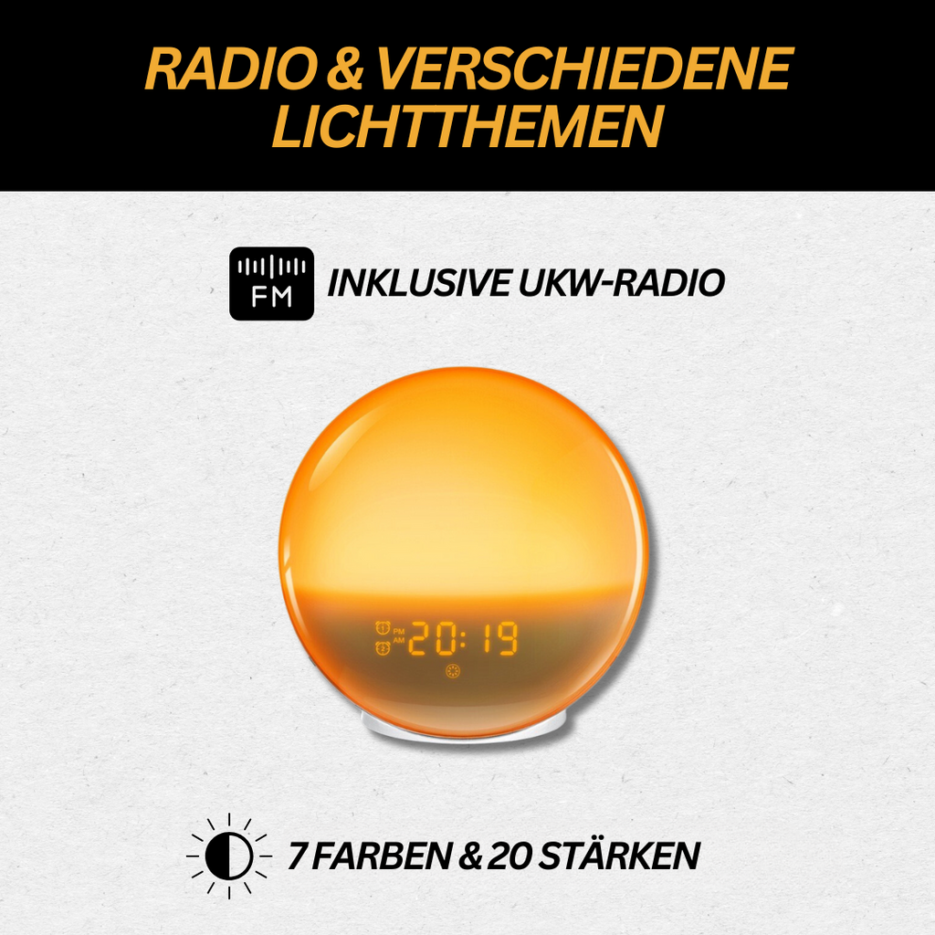 glowrise naturligt radio-vækkeur med opvågningslys