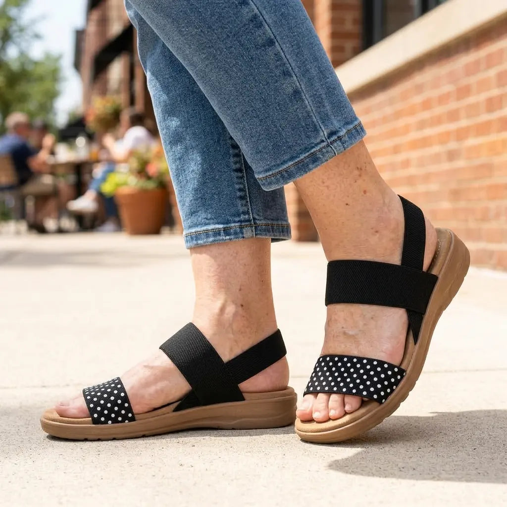 Lightweight Slip-On Stretch Elastic Sandals — Flexible Fit, Cushioned Footbed