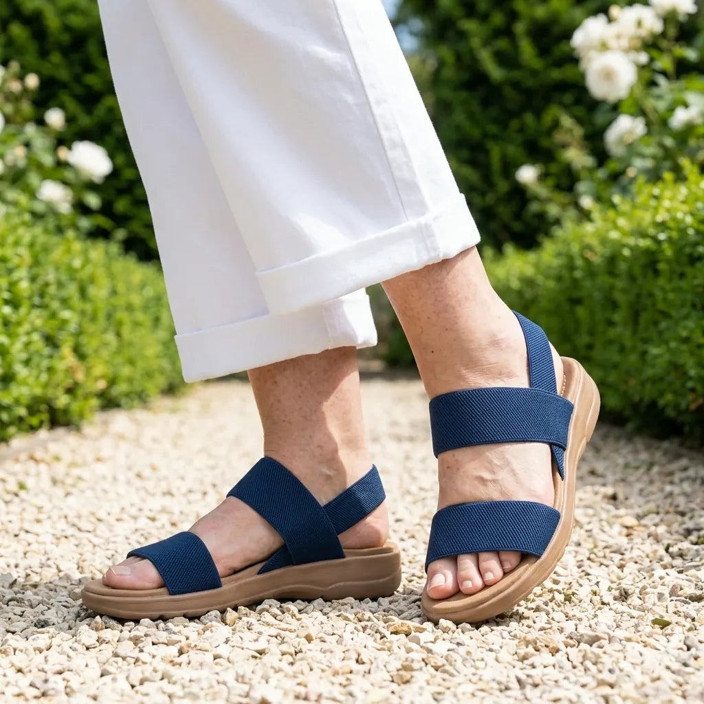 Lightweight Slip-On Stretch Elastic Sandals — Flexible Fit, Cushioned Footbed