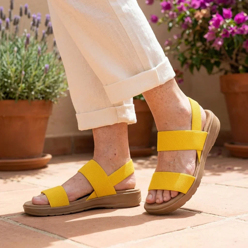Lightweight Slip-On Stretch Elastic Sandals — Flexible Fit, Cushioned Footbed
