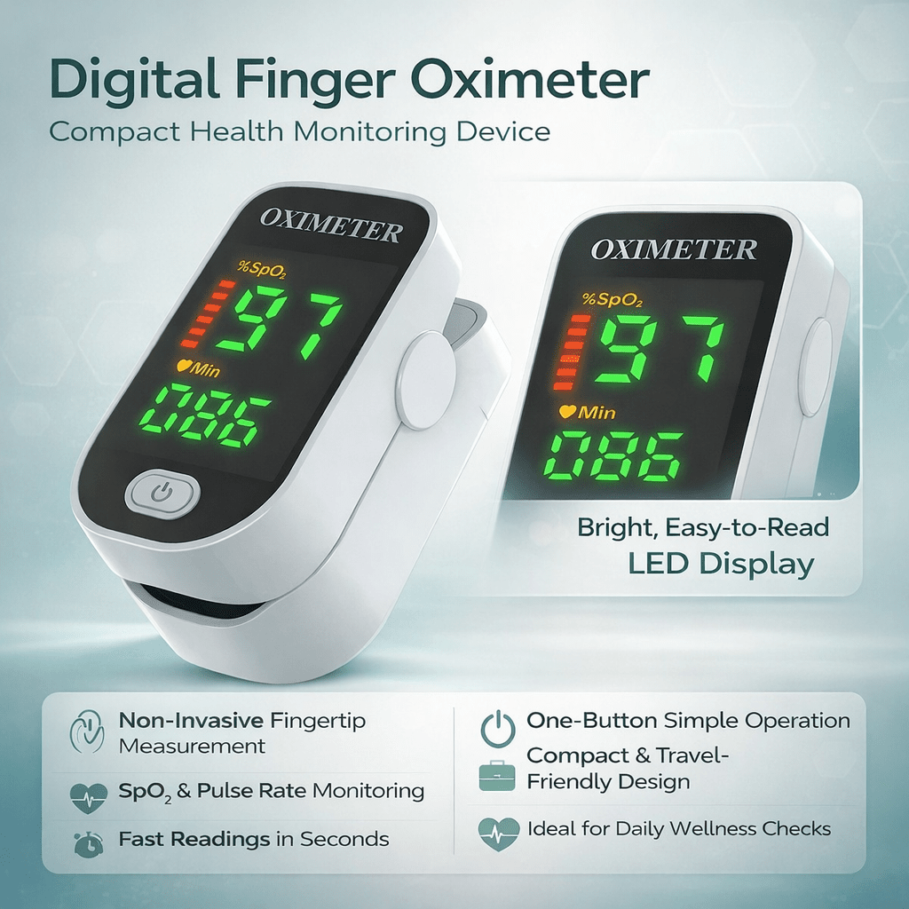 Slim Portable Digital Pulse Oximeter — Compact Size, Rapid Health Readouts