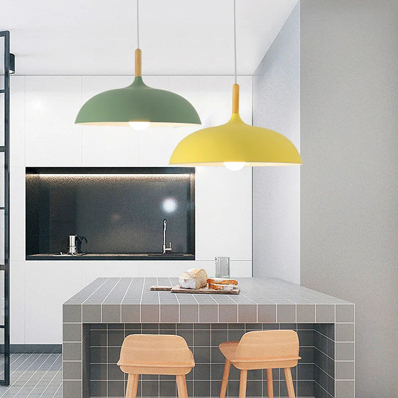 Oak Framed Ceiling Light, Warm LED Overhead Lamp, Modern Nordic Silhouette