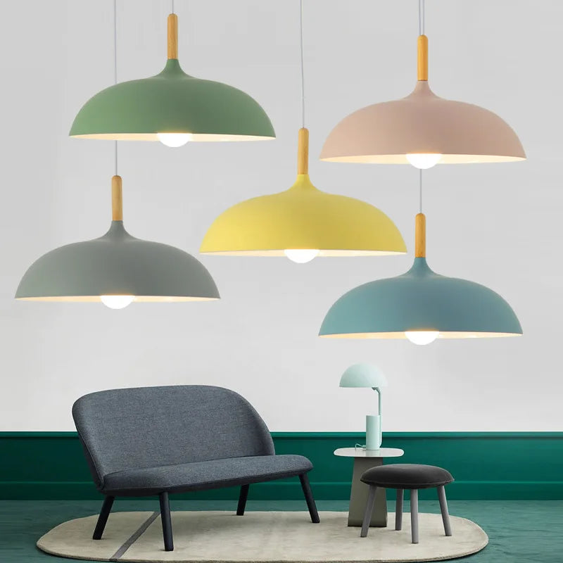 Oak Framed Ceiling Light, Warm LED Overhead Lamp, Modern Nordic Silhouette