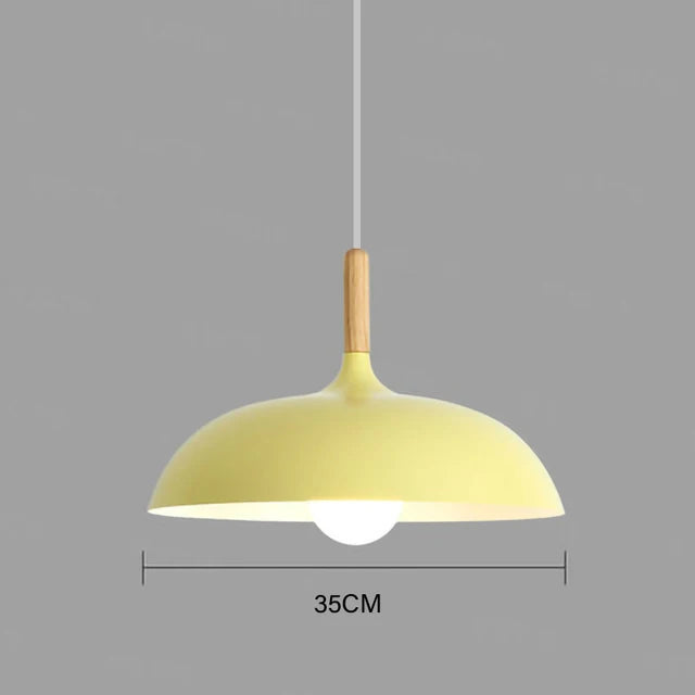 Oak Framed Ceiling Light, Warm LED Overhead Lamp, Modern Nordic Silhouette