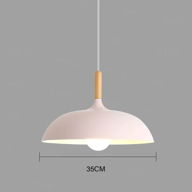 Oak Framed Ceiling Light, Warm LED Overhead Lamp, Modern Nordic Silhouette