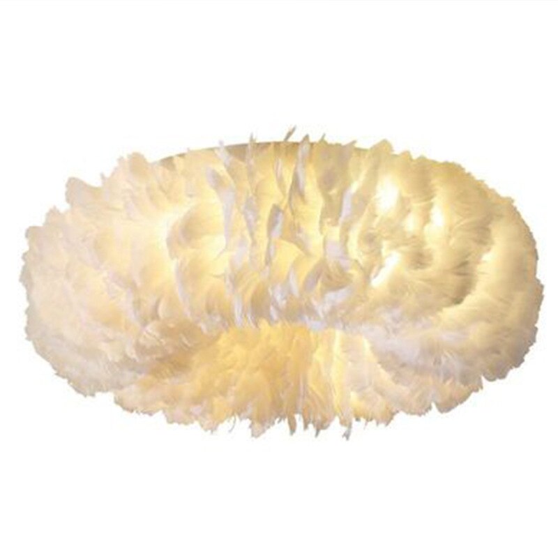Swan Feather Hardwired Ceiling Lamp — Layered Metal Frame, Warm White LED Lighting