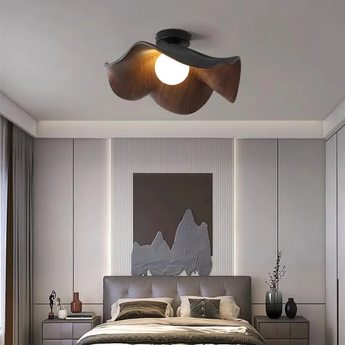 HorizonBloom Ceiling Light In Nordic Wood Resin Accents And Metal