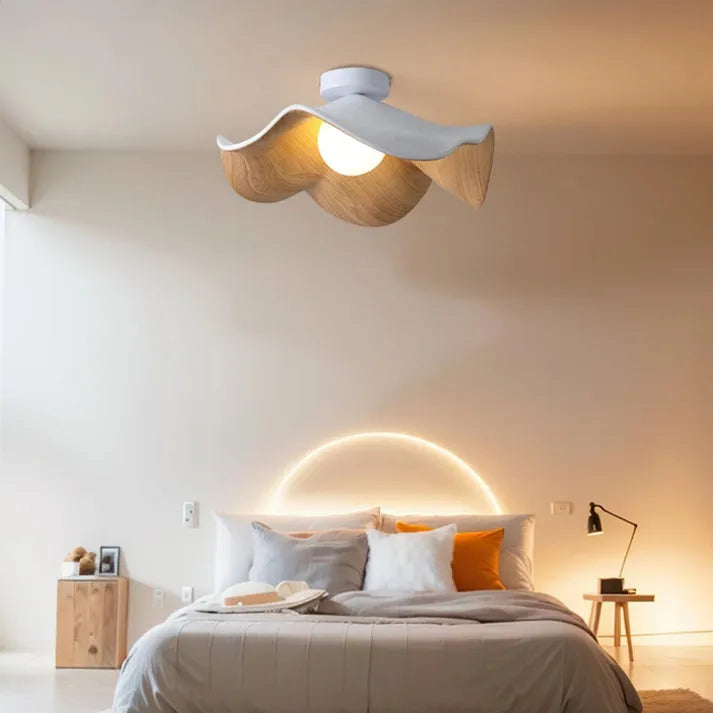 HorizonBloom Ceiling Light In Nordic Wood Resin Accents And Metal