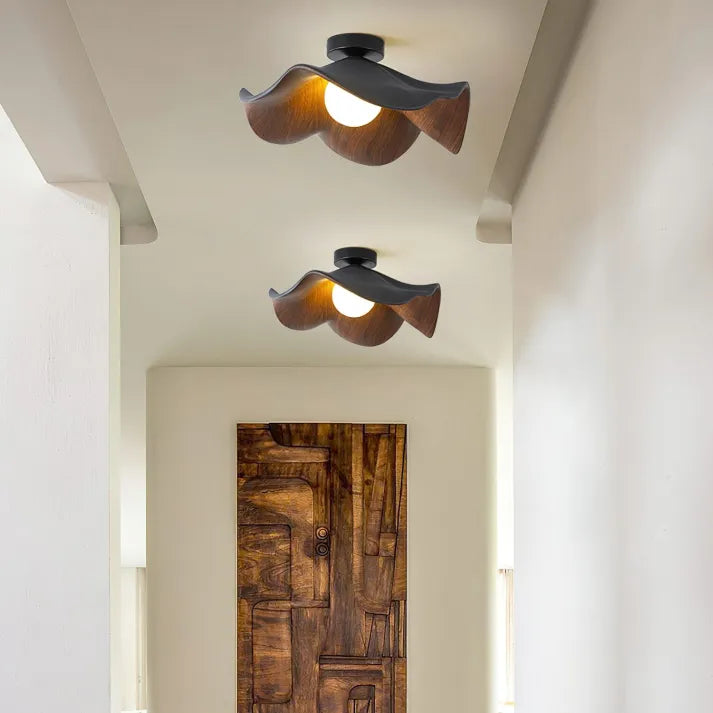 HorizonBloom Ceiling Light In Nordic Wood Resin Accents And Metal