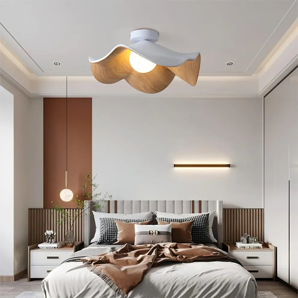 HorizonBloom Ceiling Light In Nordic Wood Resin Accents And Metal