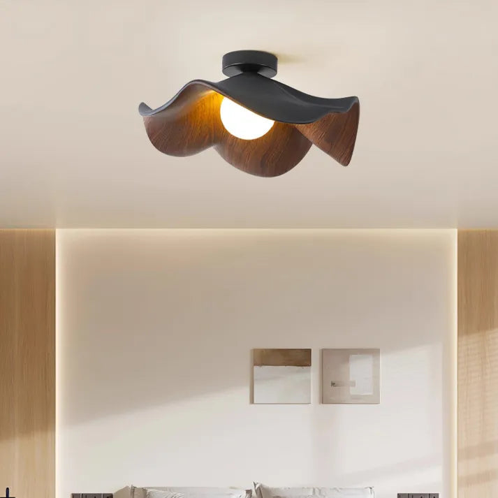 HorizonBloom Ceiling Light In Nordic Wood Resin Accents And Metal