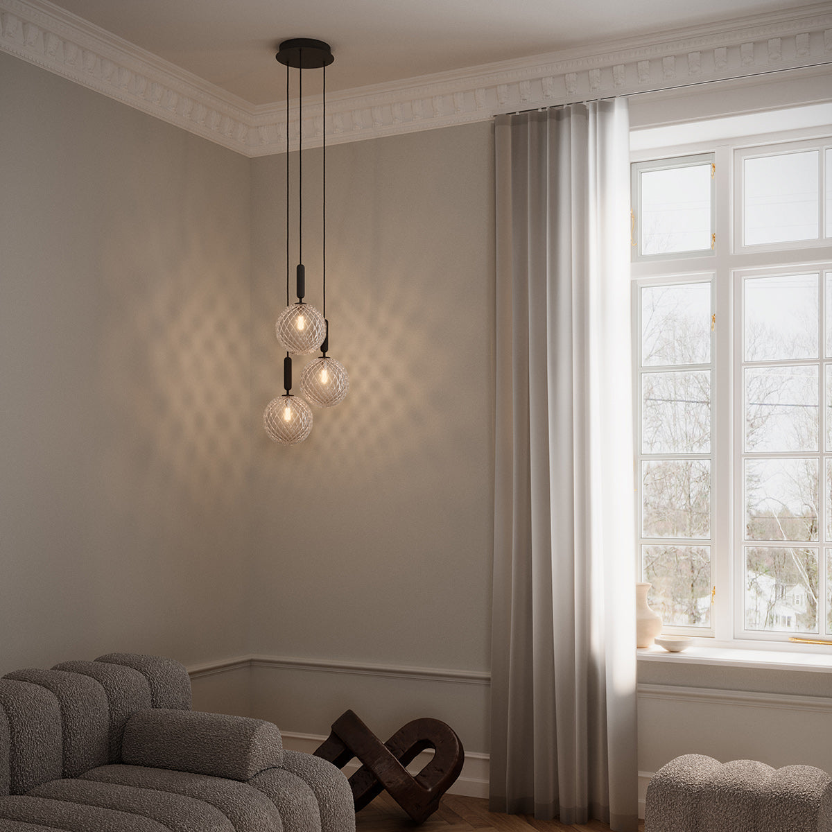 Etara Pendelleuchte mit klarem Glas für Esszimmertische im Alltag