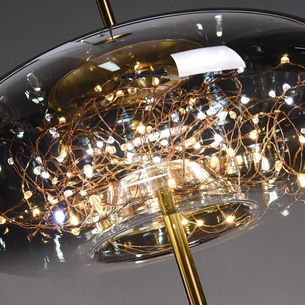 FjordAura Nordic Pendant Light With Glass Globe And Gold Frame For Dining Rooms