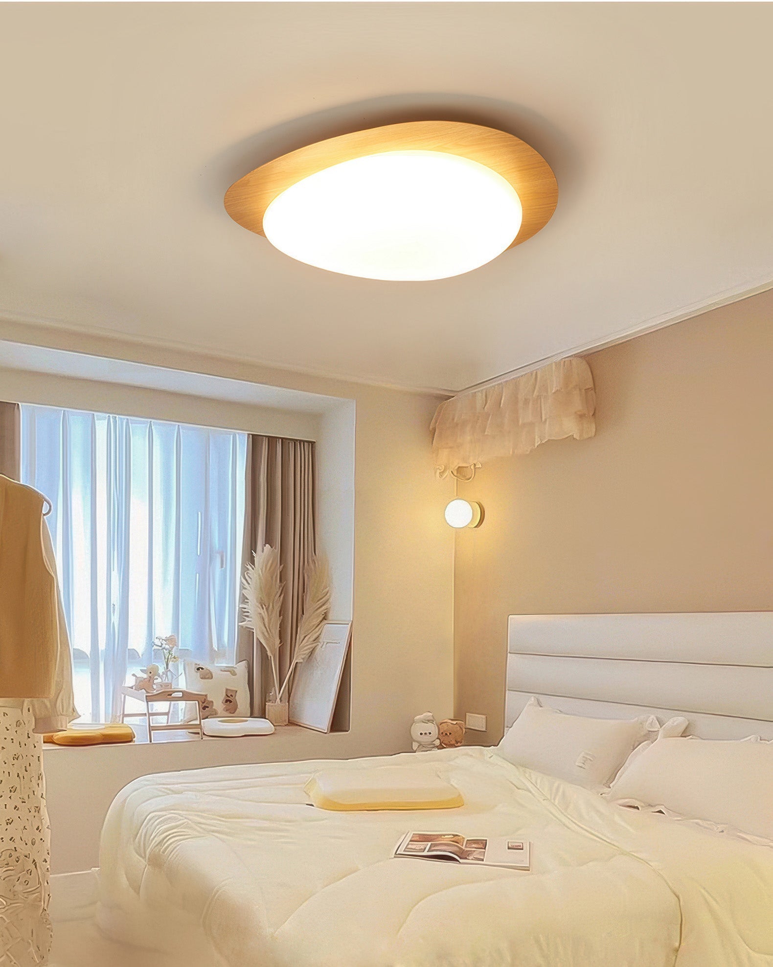 Nyra Pebble Wood Ceiling Light For Nordic Living Interiors