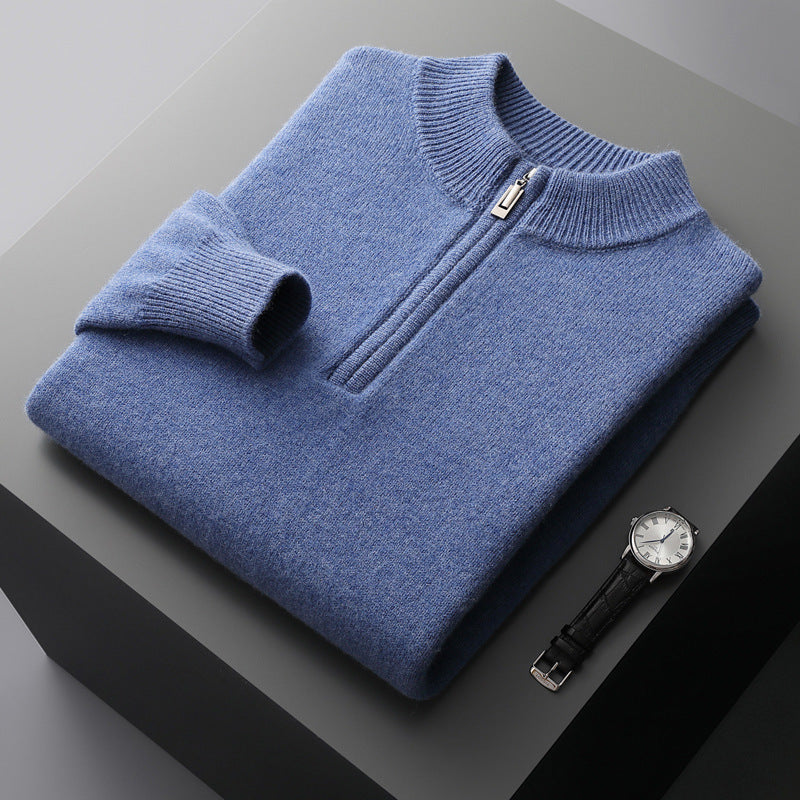 Payton Pullover mit 100 % australischer Wolle und halbem Reißverschluss – Weicher Strick
