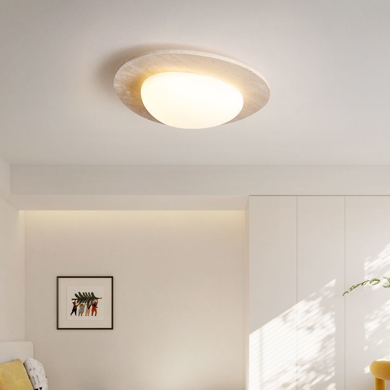 Sylvara Nordic Led Ceiling Light With Cream Travertine Finish