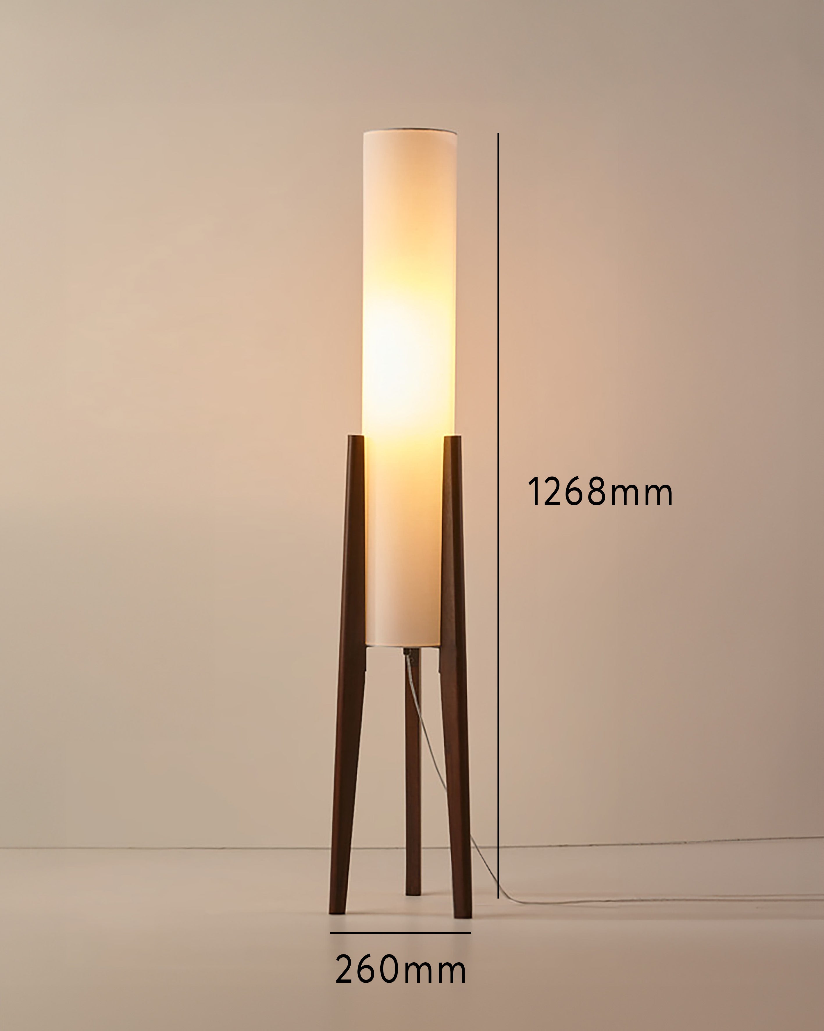 Liora Stehlampe aus Walnussholz — sanfter Lampenschirm, nordisches Retrodesign
