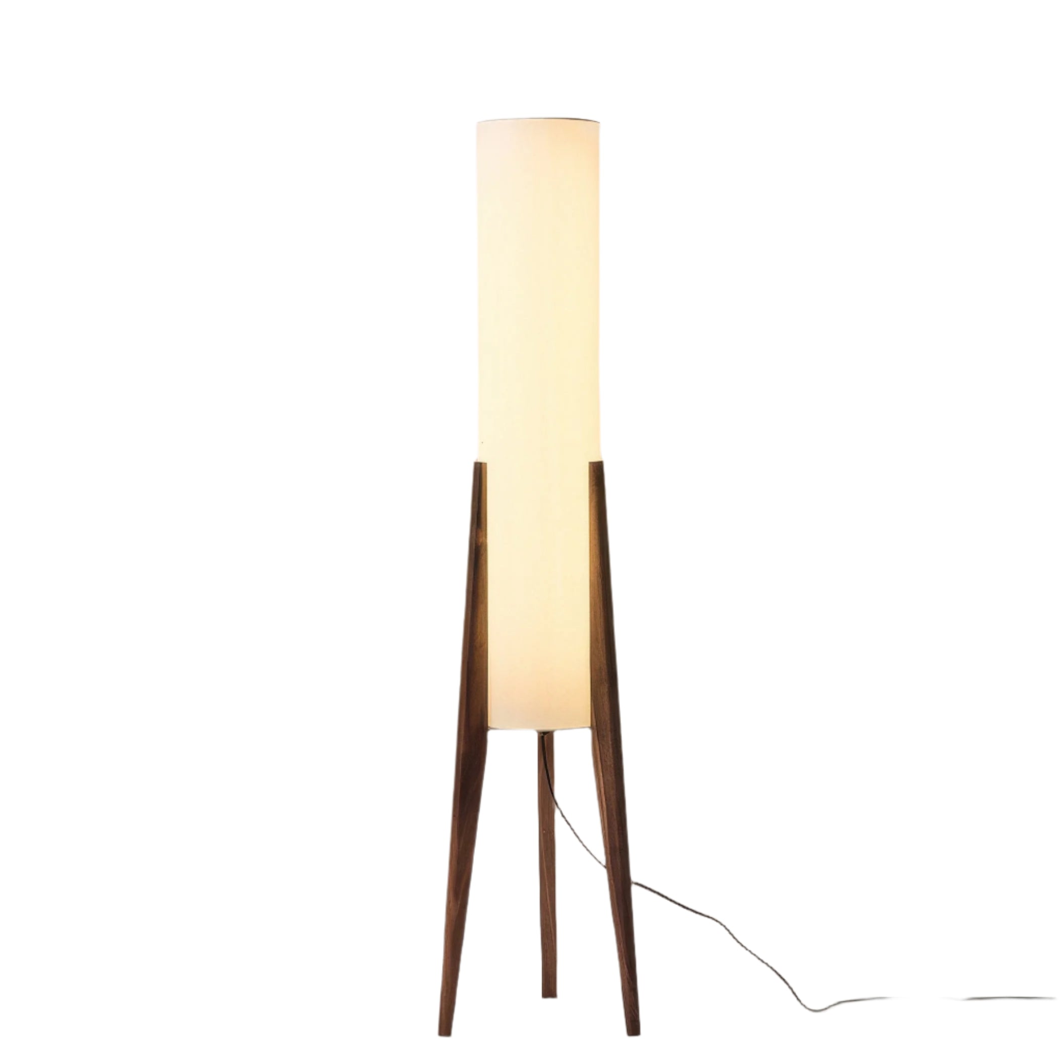 Liora Stehlampe aus Walnussholz — sanfter Lampenschirm, nordisches Retrodesign
