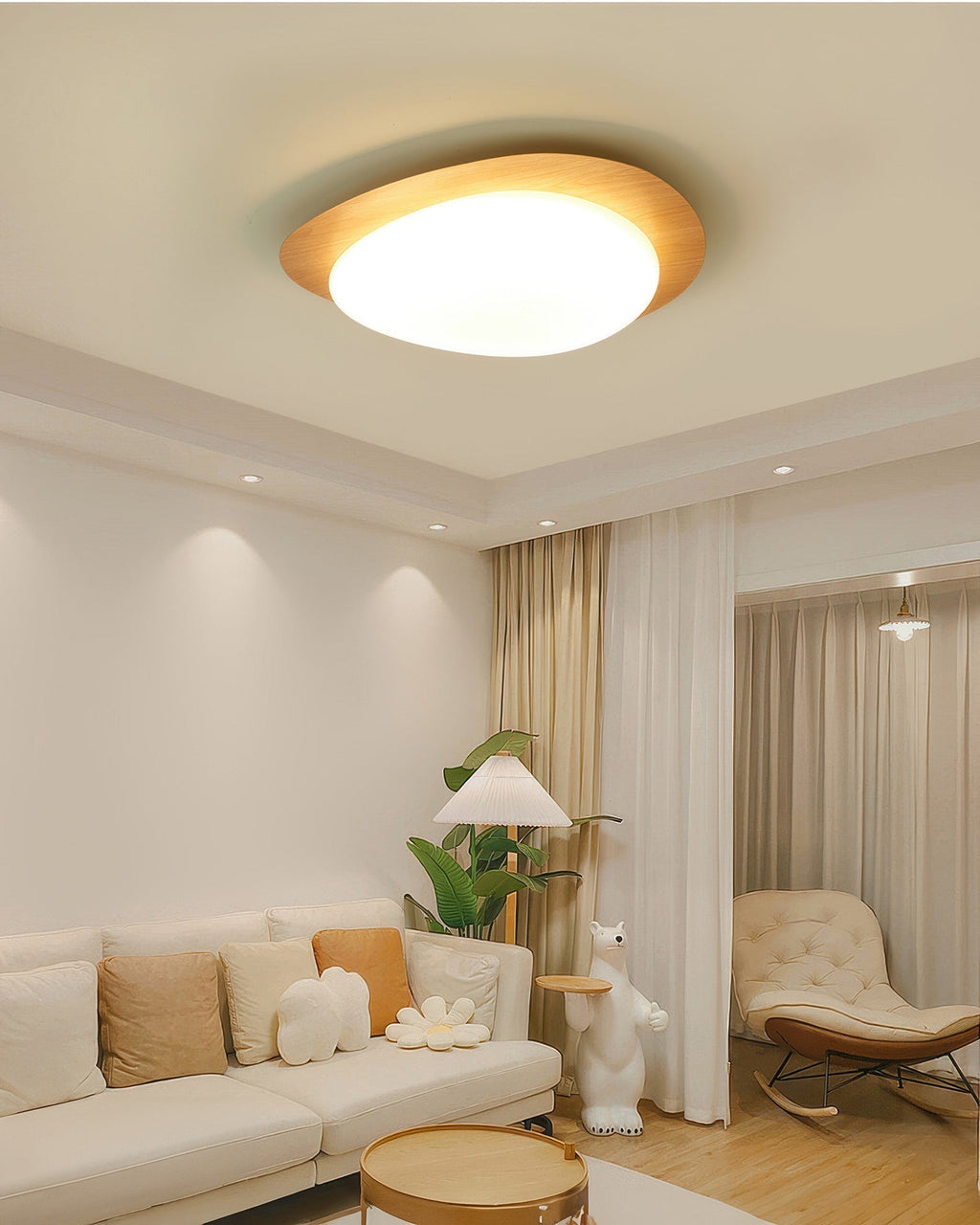 Nyra Pebble Wood Ceiling Light For Nordic Living Interiors